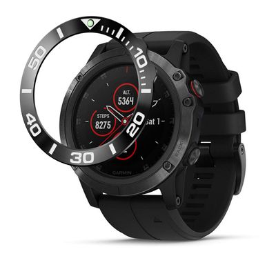 Baihui Stainless Steel Bezel Ring Compatiable with Garmin Fenix 5X Plus Bezel Ring Adhesive Cover Anti Scratch & Collision Protector for Garmin Watch Accessory (Black- Not Fit Fenix 5 / 5X)