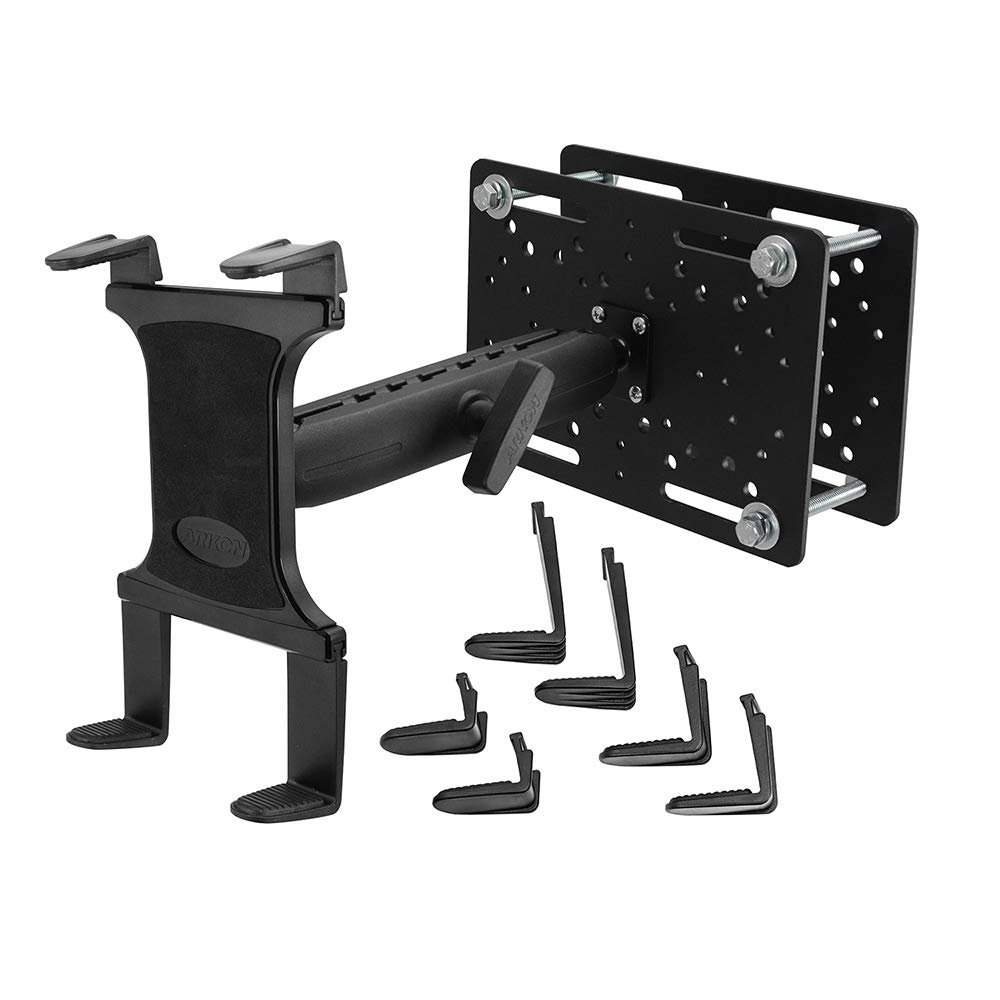 ARKON Mounts Slim-Grip Tablet Holder with Forklift Overhead Guard Mount | Durable Mounting Plates | Adjustable Metal Shaft | Fits iPad, Samsung, Google, Surface, and More | FLRM3885TAB1
