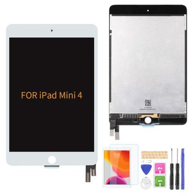 A-MIND for iPad mini 4 A1538 A1550 7.9" Touch Screen LCD Display Assembly Screen Replacement Parts, Without Home Button Front Panel & LCD Screen Repair,with Free Tool Set + Screen ProtectorWhite