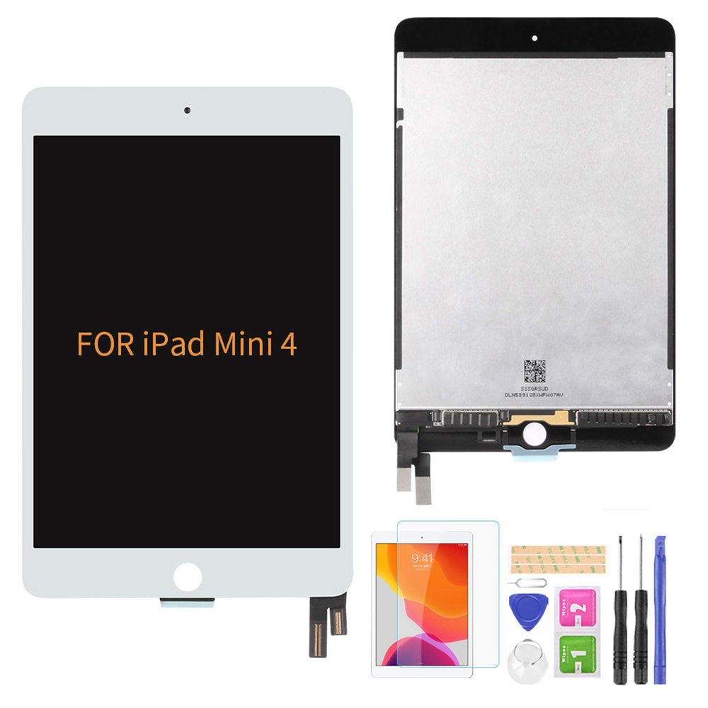 A-MIND for iPad mini 4 A1538 A1550 7.9" Touch Screen LCD Display Assembly Screen Replacement Parts, Without Home Button Front Panel & LCD Screen Repair,with Free Tool Set + Screen ProtectorWhite