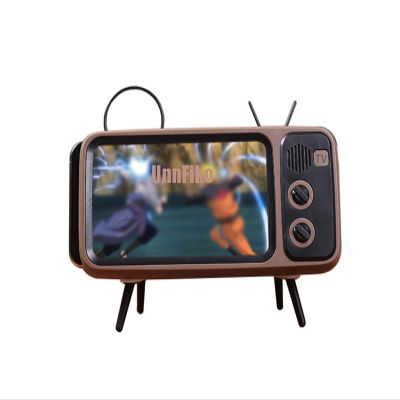 UnnFiko Wireless Bluetooth Speakers Retro TV Style Stand Holder, Cartoon Desktop Bracket Desk Mount, Universal for Samsung iPhone 12 13 14 11 Pro Max (TV Brown Bluetooth)