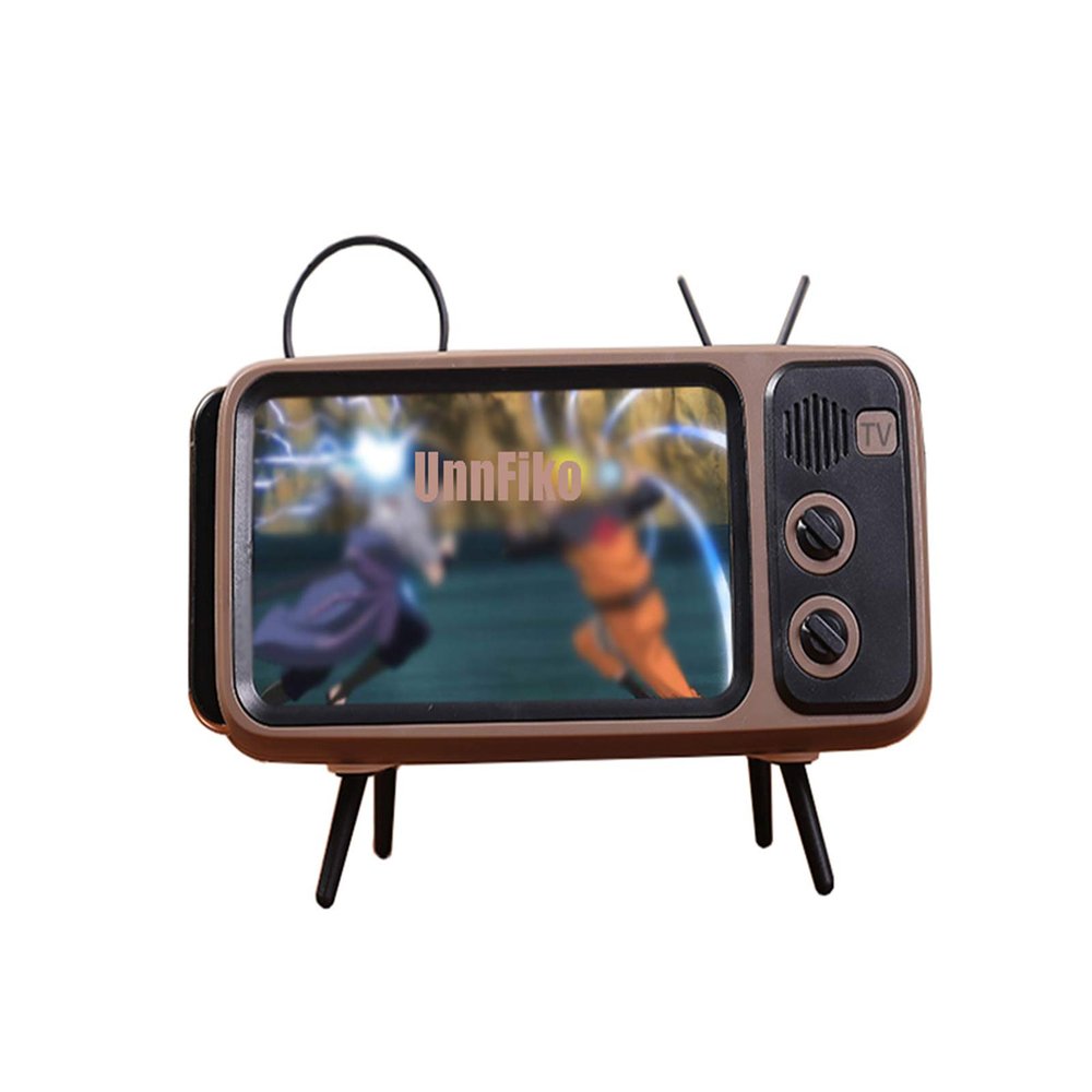 UnnFiko Wireless Bluetooth Speakers Retro TV Style Stand Holder, Cartoon Desktop Bracket Desk Mount, Universal for Samsung iPhone 12 13 14 11 Pro Max (TV Brown Bluetooth)