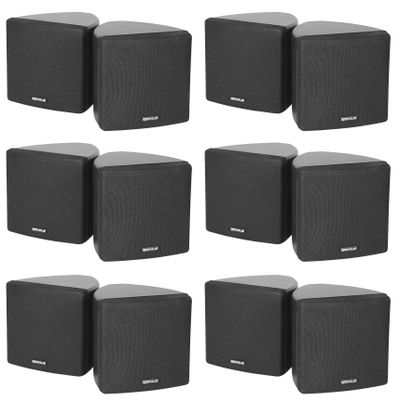 Rockville Cube Black 3.5" 2-Way 8-Ohm Home Theater Wall Speakers, 12-Pack
