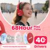 MIDOLA Kids Headphones Bluetooth 5.3 Wireless 60H Play Time Volume Limit 85/110dB Over Ear Foldable Protection Headset/Wired AUX Cord Mic for Children Boy Girl Travel School Phone Pad Tablet Red view 2