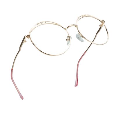 LifeArt Blue Light Blocking Glasses, Anti Eyestrain, Computer Reading Glasses, Gaming Glasses, TV Glasses for Women Men, Stylish Unisex Alloy Round Frame (Rose Gold, 0.25 Magnification)