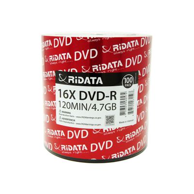 6000 Pack Ridata DVD-R 16X 4.7GB 120 Min Silver Logo Top Blank Data Video Media Recordable Disc