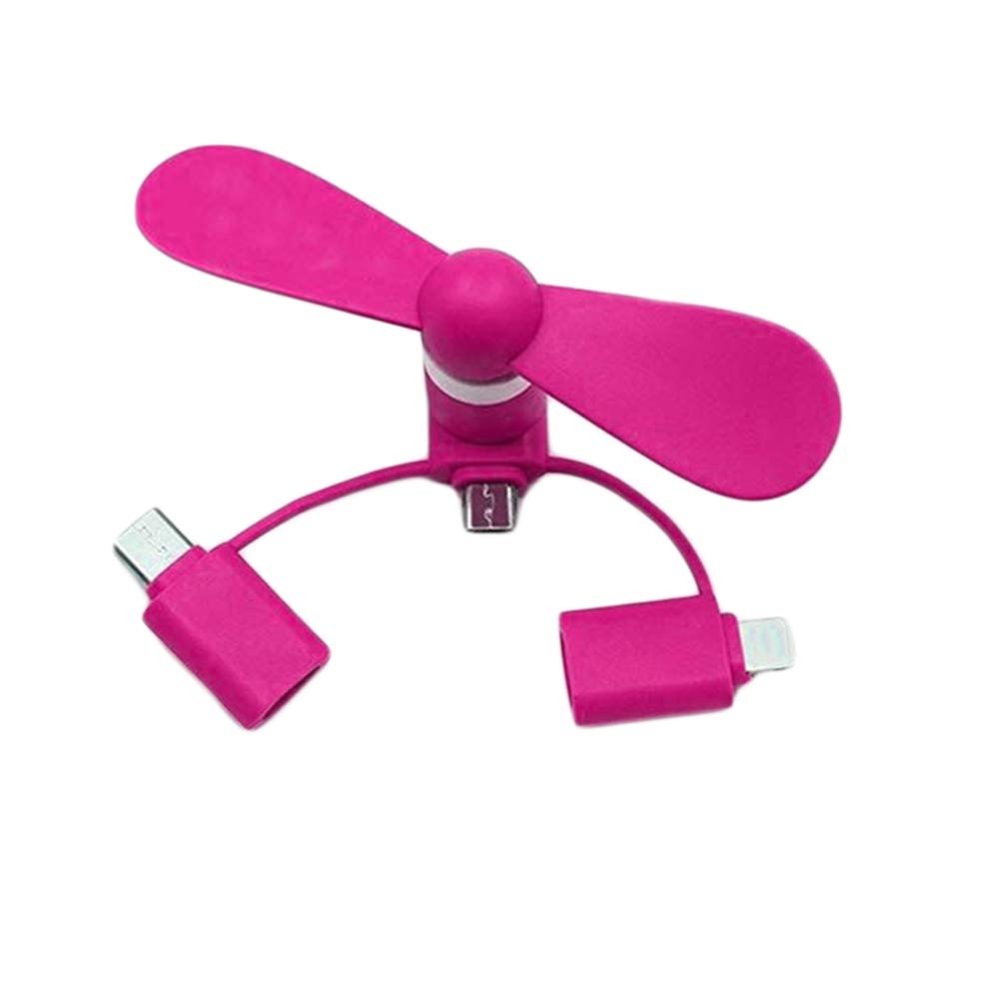 Gsdviyh36 Portable 3 in 1 USB Mute Home Travel Office Mini Cooling Fan Mobile Phone Cooler, Portable, Durable Pink