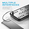 KMC 12-Outlet Surge Protector Power Strip with 8 USB Charging Ports (5V/10A), 2500J,6-Foot Cord view 4