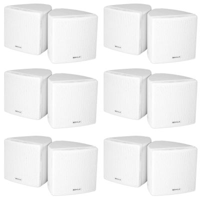 Rockville Cube White 3.5 in 30W RMS Home Theater Wall Speakers, 8 Ohm, 360-Degree Swivel Brackets, 2-Way Audio, Compact Design, for Home Theater and Surround Sound, 6-Items