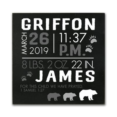 LifeSong Milestones Personalized Nursery Wall Decor for Boys and Girls Nursery or Bedroom Inspirational Shadow Boxes Bears 10" x 10" (Black)