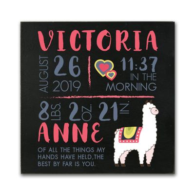 LifeSong Milestones Personalized Nursery Wall Decor for Boys and Girls Nursery or Bedroom Inspirational Shadow Boxes Alpaca 10" x 10" (Black)