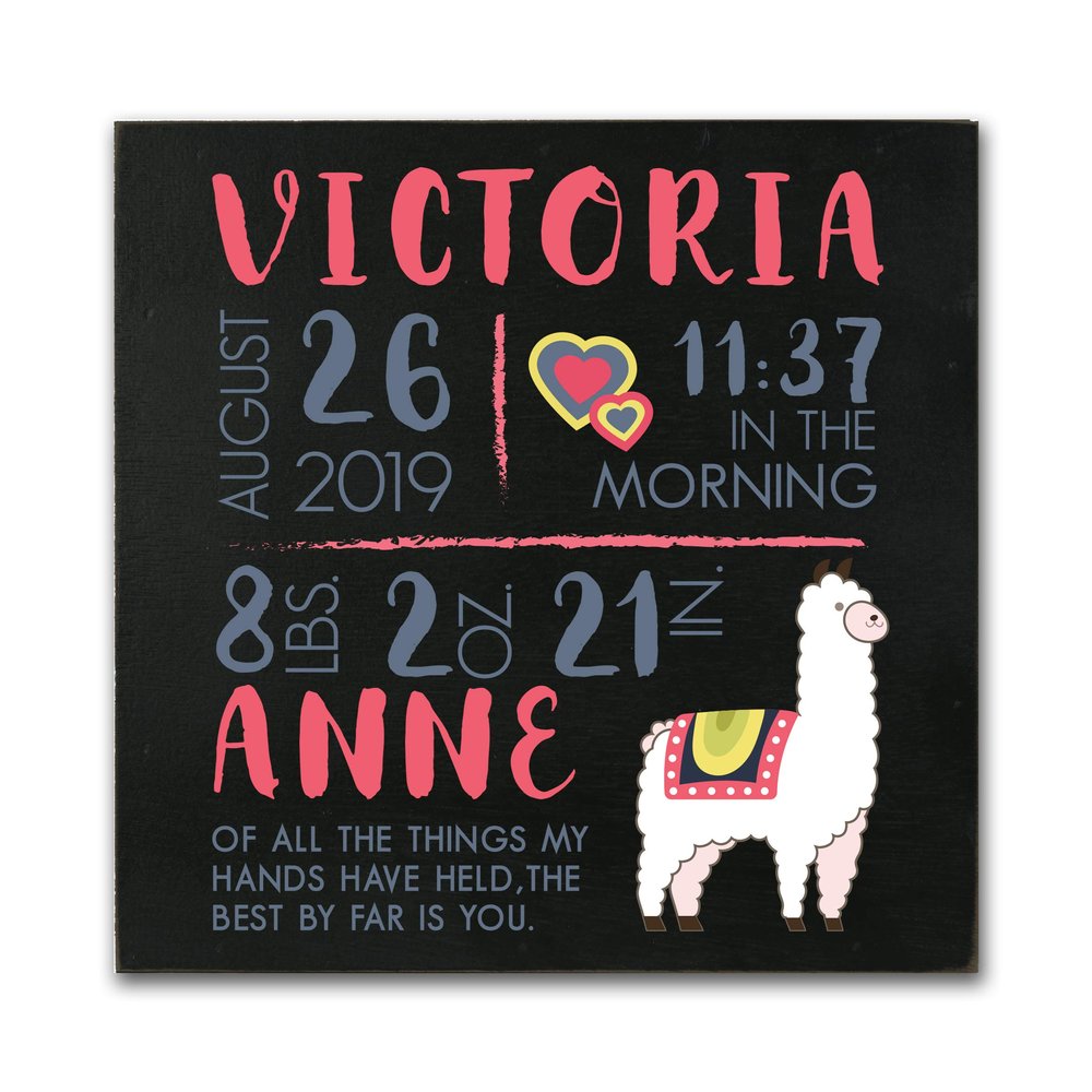 LifeSong Milestones Personalized Nursery Wall Decor for Boys and Girls Nursery or Bedroom Inspirational Shadow Boxes Alpaca 10" x 10" (Black)