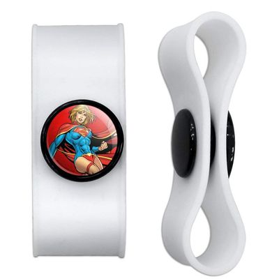 GRAPHICS & MORE Superman Supergirl Character Headphone Earbud Cord Wrap - Charging Cable Manager - Wire Organizer Set of 2 - Black