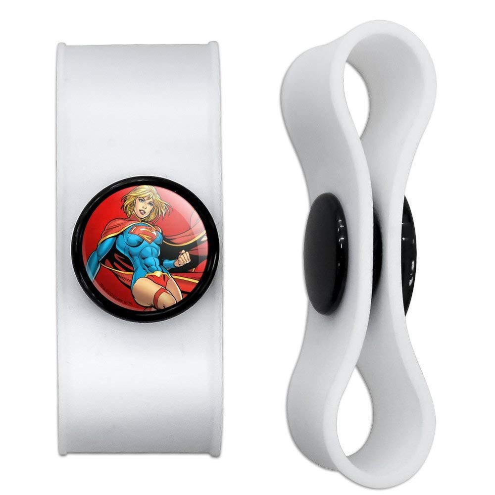 GRAPHICS & MORE Superman Supergirl Character Headphone Earbud Cord Wrap - Charging Cable Manager - Wire Organizer Set of 2 - Black