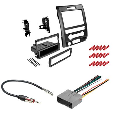 CACH KIT1061 Bundle with Car Stereo Installation Kit for Ford F150 2013  2014 in Dash Mounting Kit, Antenna, Harness for Single or Double Din Radio Receivers (4 Item)