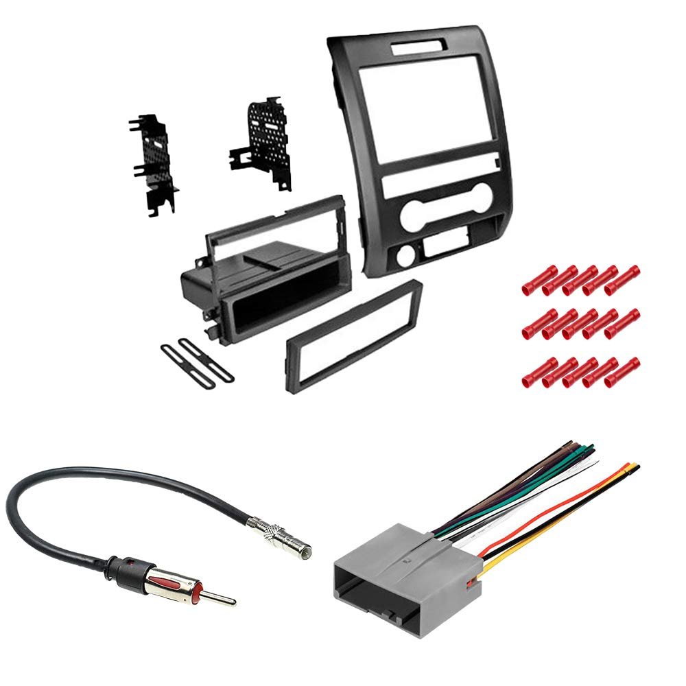CACH KIT1061 Bundle with Car Stereo Installation Kit for Ford F150 2013 2014 in Dash Mounting Kit, Antenna, Harness for Single or Double Din Radio Receivers (4 Item)
