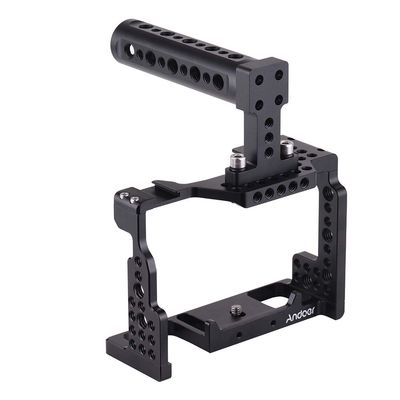 Andoer Camera Cage Stabilizer, Aluminum Alloy Camera Video Cage for Sony A7II/A7III/A7SII/A7M3/A7RII/A7RIII with Cold Shoe Mount and Top Handle