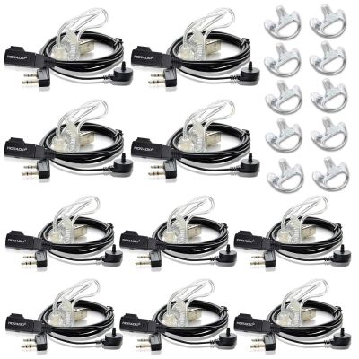 TIDRADIO Walkie Talkie Earpiece with Mic 2 Pin Acoustic Tube Headset For TD-M8s TD-V2 TD-H3 TD-H8,Compatible with Pxton Retevis H-777 RT21 RT22 RT68 Baofeng UV-5R Mini UV-32 BF-888S 2 Way Radio-10Pack