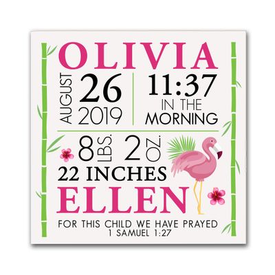 LifeSong Milestones Personalized Nursery Wall Decor for Boys and Girls Nursery or Bedroom Inspirational Shadow Boxes Tropical 10" x 10" (Ivory)