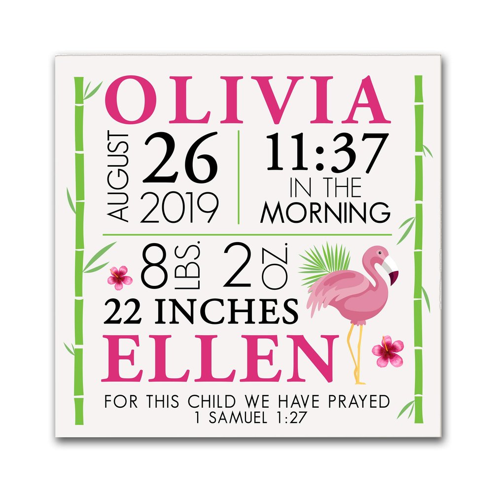 LifeSong Milestones Personalized Nursery Wall Decor for Boys and Girls Nursery or Bedroom Inspirational Shadow Boxes Tropical 10" x 10" (Ivory)