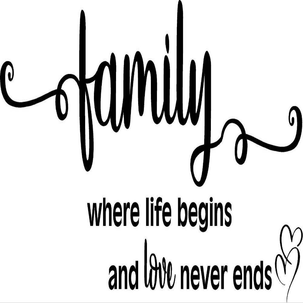 Creative Signs N Designs Family Where Life Begins and Love Never Ends - Large Vinyl Wall Decal (22"x10", Black)