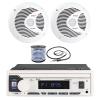 Pyle PLMRB29W2 Single DIN Marine Bluetooth MP3 Player Stereo Receiver, 2X 6.5'' Dual Cone Full-Range 150W White Audio Speakers, Wire, Radio Antenna view 1