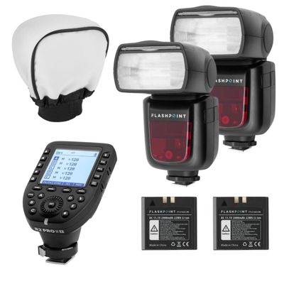 Flashpoint 2X Zoom Li-on R2 TTL On-Camera Flash Speedlight for Canon (V860II-N) + Glow Universal Bounce Diffuser + Flashpoint R2 Pro MarkII 2.4GHz Transmitter for Nikon