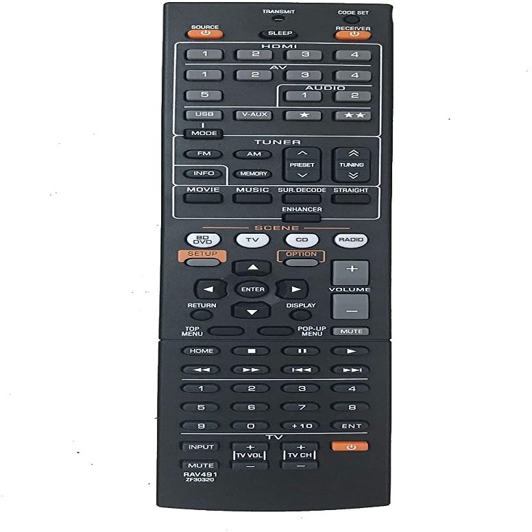 Remote Control for Yamaha RAV477 ZA238700 RXV677BL RAV472 ZA238200 RAV443 WW511500 RX-V771 RAV433 WW510500 RAV521 RX-V377 AV A/V Audio Video Receiver