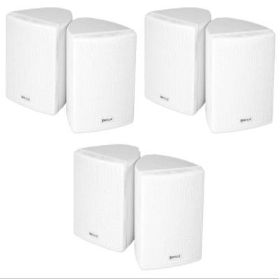 Rockville Cube 3.5 in White Home Theater Wall Speakers with Swivel Brackets, Compact Design for Surround Sound and Small Room Audio Systems, 6-Piece