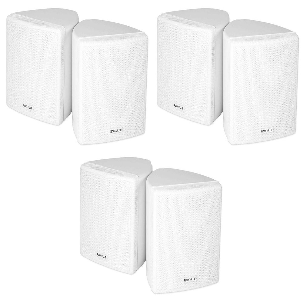 Rockville Cube 3.5 in White Home Theater Wall Speakers with Swivel Brackets, Compact Design for Surround Sound and Small Room Audio Systems, 6-Piece
