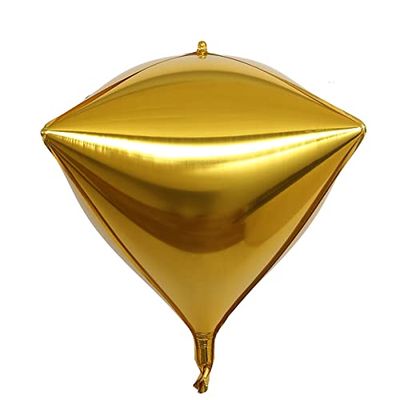 Tableclothsfactory 3 Pack 16" Gold 4D Aluminum Foil Self-Sealing Wholesale Diamond Shape Mylar Balloons