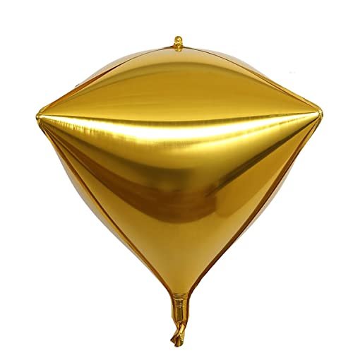 Tableclothsfactory 3 Pack 16" Gold 4D Aluminum Foil Self-Sealing Wholesale Diamond Shape Mylar Balloons