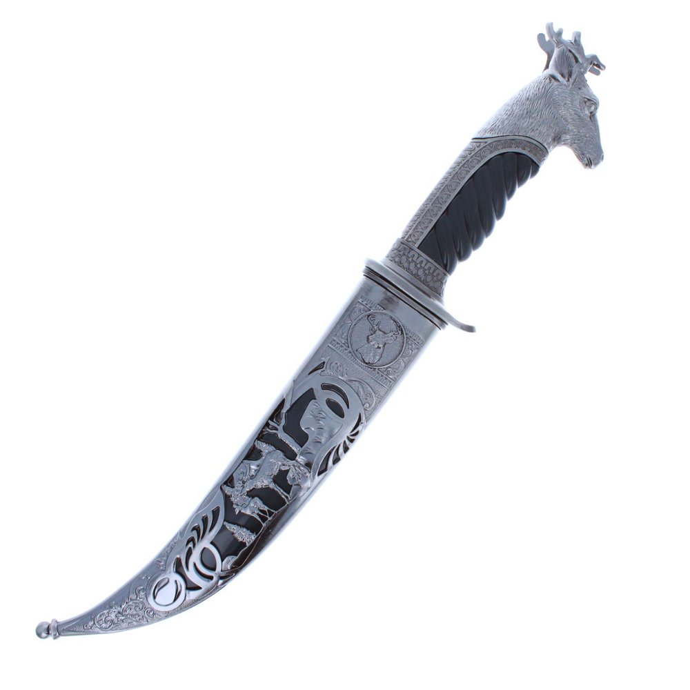 ASR Outdoor 13" Wildlife Knife Collection Animal Head Fixed Blade Hunting Knife, Deer