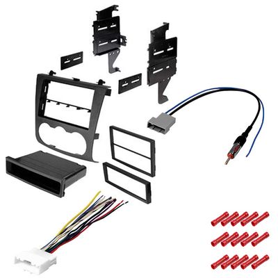 CACH KIT1068 Bundle with Car Stereo Installation Kit for Nissan Altima Coupe 2007-2013 in Dash Mounting Kit, Harness, Antenna for Single Double Din Radio Receivers (4 Item)
