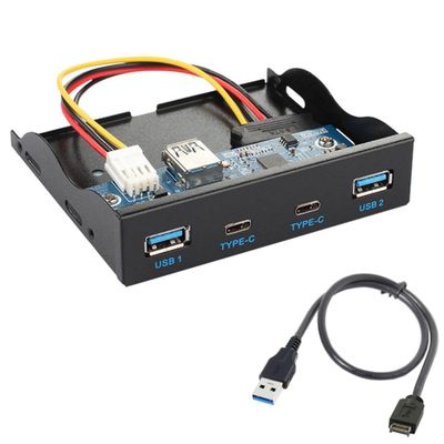 Chenyang 4 Ports 2 USB C  2 USB 3.0 to USB 3.1 Type E Front Panel Header USB HUB Port Multiplier Expansion Adapter for 3.5" Floppy Bay