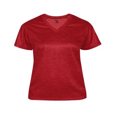 Badger Sports Tonal Blend Ladies' V-Neck Tee Red Tonal Blend med