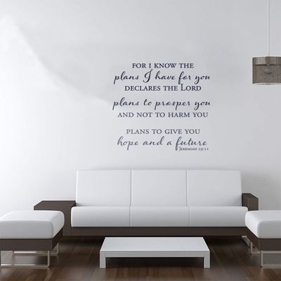 Jeremiah Bible Verse Home Decor- Scripture Verse Wall Stickers for Home Decor Removable Wallpaper for I Know The Plans I Have for You - Jeremiah 29:11, q07