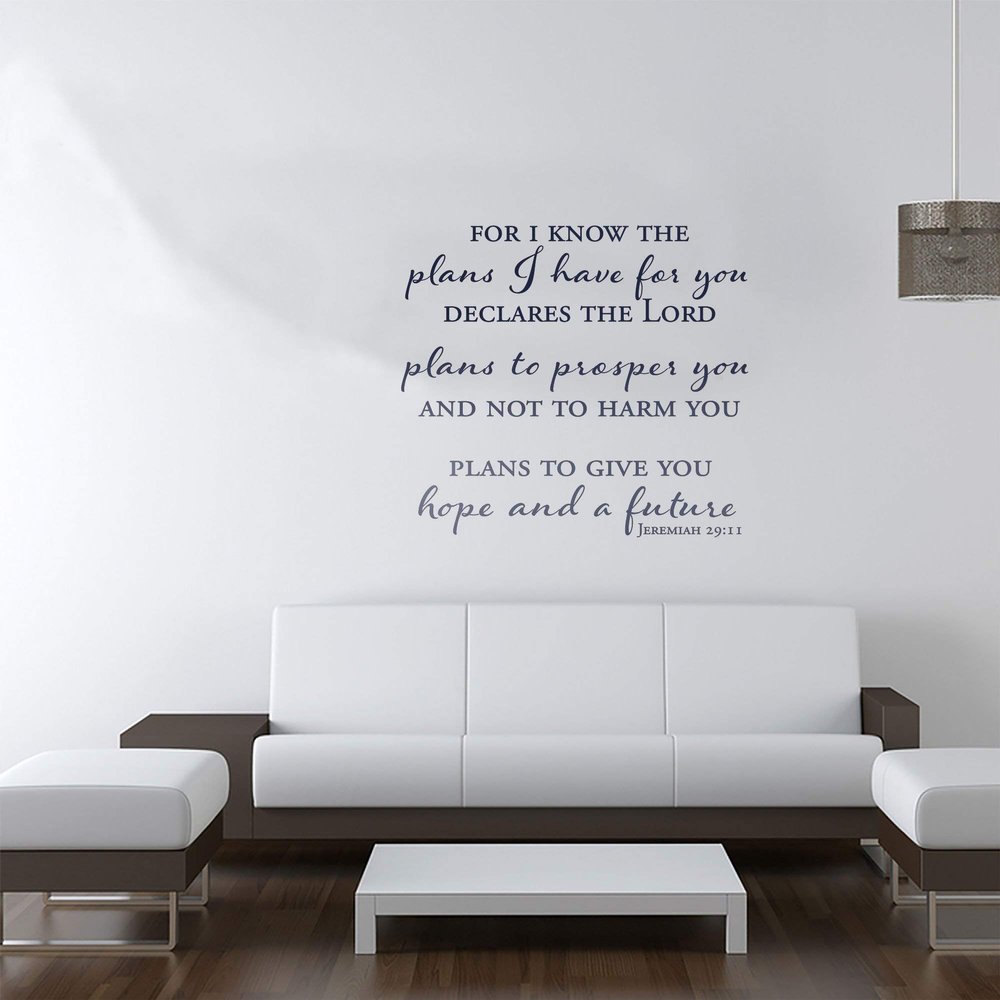 Jeremiah Bible Verse Home Decor- Scripture Verse Wall Stickers for Home Decor Removable Wallpaper for I Know The Plans I Have for You - Jeremiah 29:11, q07
