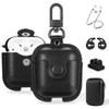 Maxjoy for AirPods 1/2 Case Case Leather with Keychain, Black view 1
