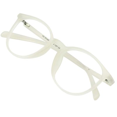 VisionGlobal Blue Light Blocking Glasses for Women/Men, Anti Eyestrain, Computer Reading, TV Glasses, Stylish Oval Frame, Anti Glare (White, +0.50 Magnification)
