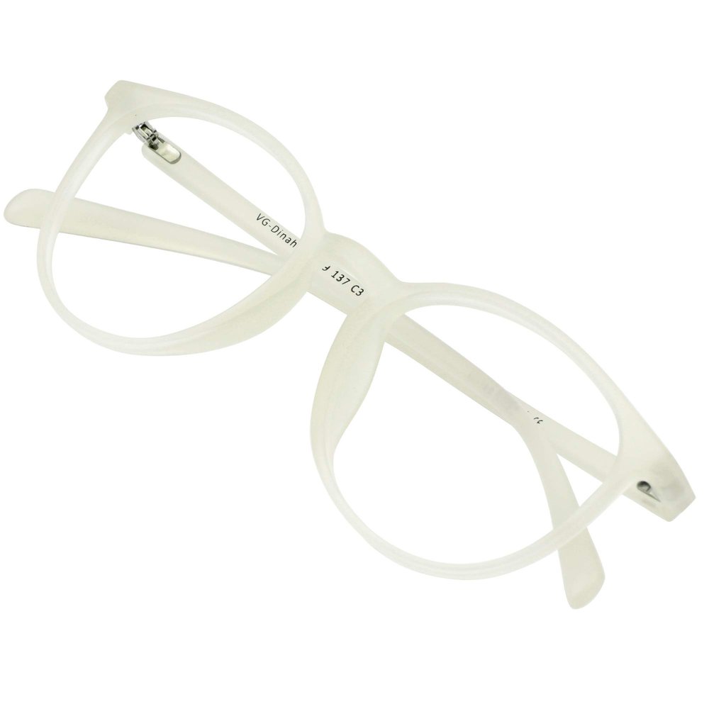VisionGlobal Blue Light Blocking Glasses for Women/Men, Anti Eyestrain, Computer Reading, TV Glasses, Stylish Oval Frame, Anti Glare (White, +0.50 Magnification)