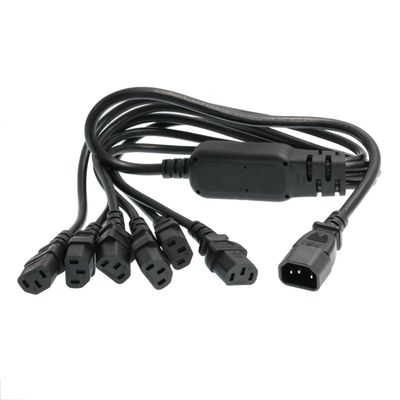 HTCable UPS PDU Computer PC Power Splitter Cord C14 to 6 x C13 10A 250V Extension Cable 24'' (C14-6xC13 60cm)