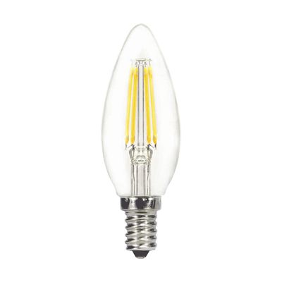 Satco S29890 4 watt C11 LED; Clear; Candelabra Base; 3000K; 350 lumens; 120 Volts (24)