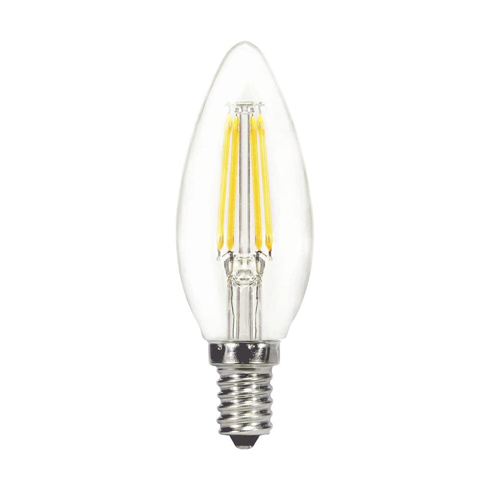 Satco S29890 4 watt C11 LED; Clear; Candelabra Base; 3000K; 350 lumens; 120 Volts (24)