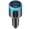ILOKEY Bluetooth 5.0 Car FM Transmitter for Car 12V~24V Noise Cancelling MP3 Player 7 Color LED Charger Adapter Supports QC 3.0 Fast Charge Handsfree Call TF Card USB Flash Drive (black-BC52) view 2