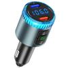 ILOKEY Bluetooth 5.0 Car FM Transmitter for Car 12V~24V Noise Cancelling MP3 Player 7 Color LED Charger Adapter Supports QC 3.0 Fast Charge Handsfree Call TF Card USB Flash Drive (black-BC52) view 3