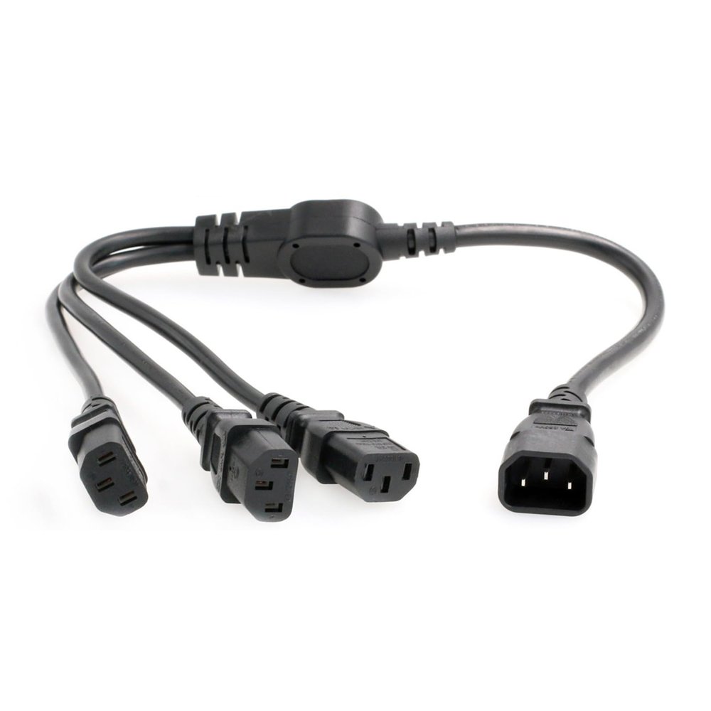 HangTon UPS PDU Computer PC Power Splitter Cord Male C14 to 3 x Female C13 10A 250V Extension Cable 24'' (C14-3xC13 60cm)