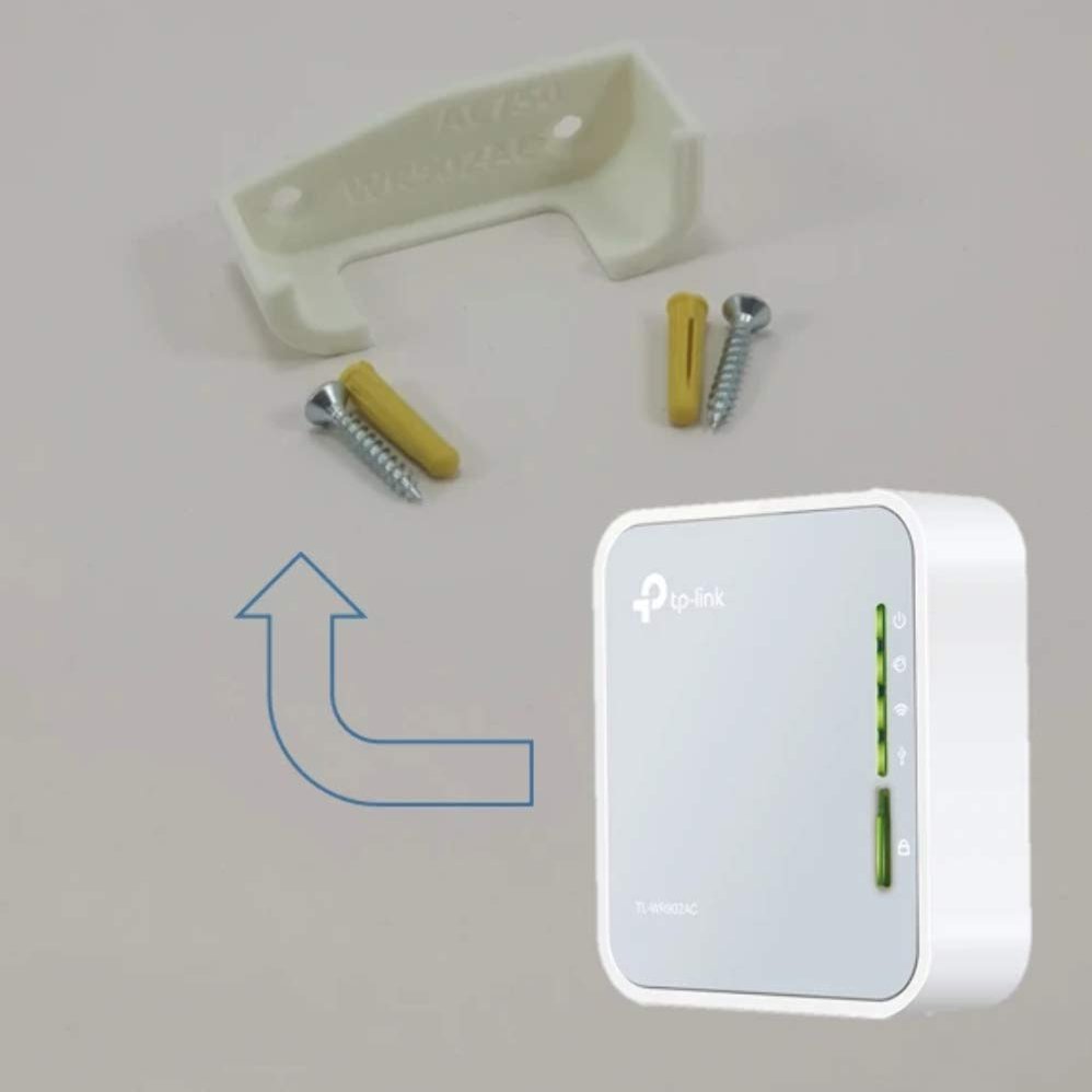 3D Cabin Tp Link Ac750 Wireless Travel Router Wr02Ac Wall Mount Wall Bracket Under Desk Holder White