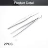 Utoolmart 2Pcs 304 12.5cm Lenght Straight Head Stainless Steel Straight Blunt Tweezers Serrated Tip view 4