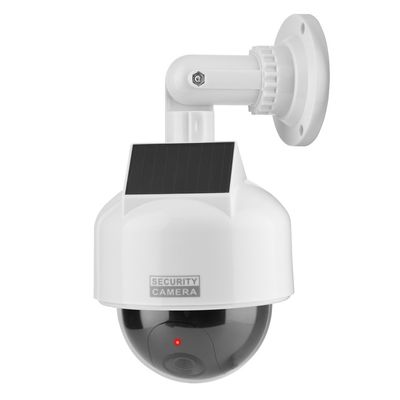 ASHATA Dome Dummy Security Camera, Indoor/Outdoor, Solar Powered, with Flashing LED Light, for Home, Warehouse, Shops
